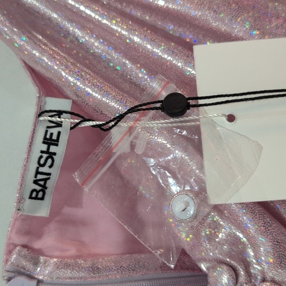 Batsheva Designer Shimmery Metallic Pink flutter sleeve sweetheart Dress size8/4 - Picture 5 of 15